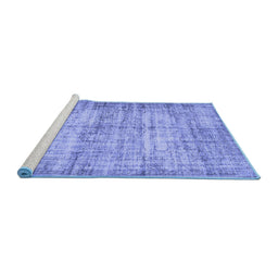 Sideview of Machine Washable Abstract Blue Contemporary Rug, wshcon441blu