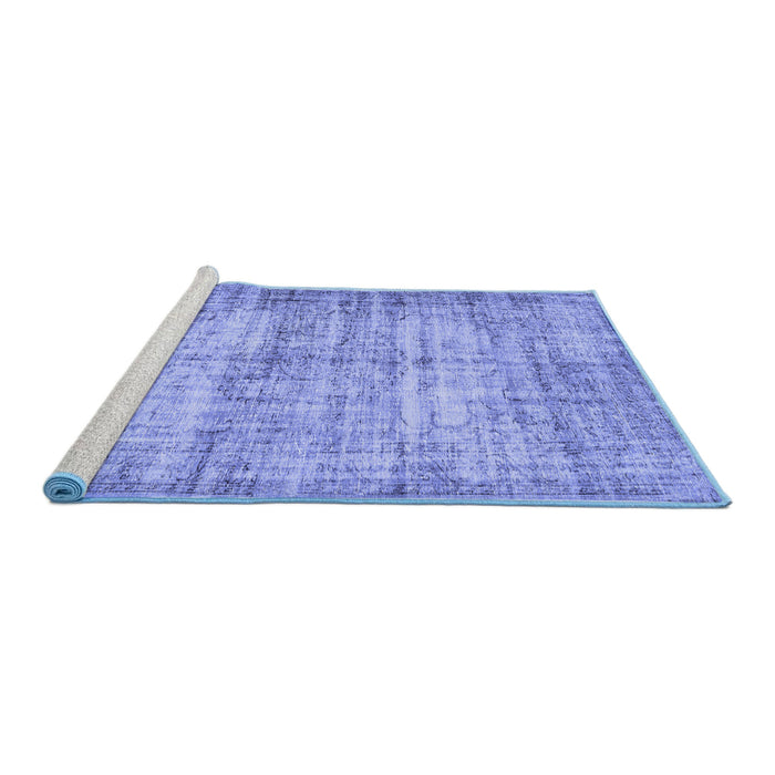 Sideview of Machine Washable Abstract Blue Contemporary Rug, wshcon441blu