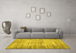 Machine Washable Abstract Yellow Contemporary Rug in a Living Room, wshcon441yw