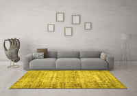 Machine Washable Abstract Yellow Contemporary Rug, wshcon441yw