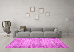 Machine Washable Abstract Pink Contemporary Rug in a Living Room, wshcon441pnk