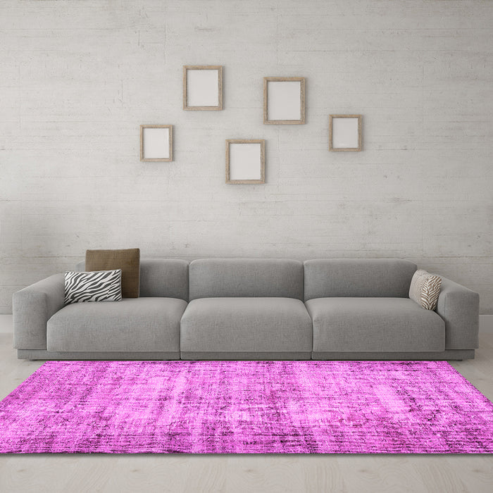 Machine Washable Abstract Pink Contemporary Rug in a Living Room, wshcon441pnk