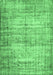 Machine Washable Abstract Emerald Green Contemporary Area Rugs, wshcon441emgrn