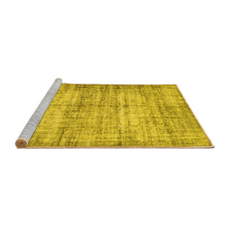 Sideview of Machine Washable Abstract Yellow Contemporary Rug, wshcon441yw