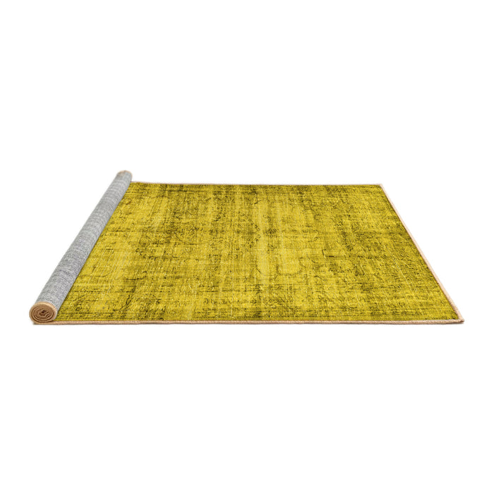 Sideview of Machine Washable Abstract Yellow Contemporary Rug, wshcon441yw