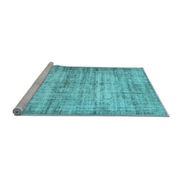 Sideview of Machine Washable Abstract Light Blue Contemporary Rug, wshcon441lblu