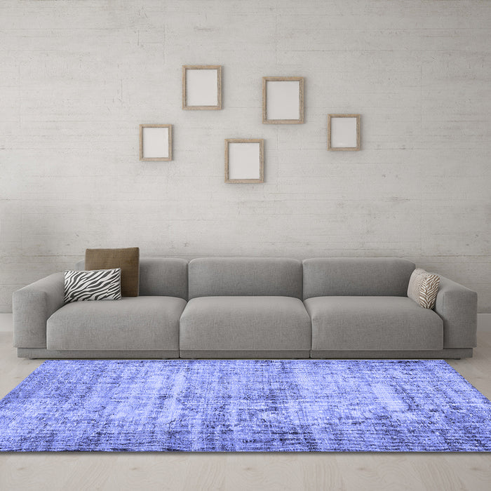 Machine Washable Abstract Blue Contemporary Rug in a Living Room, wshcon441blu