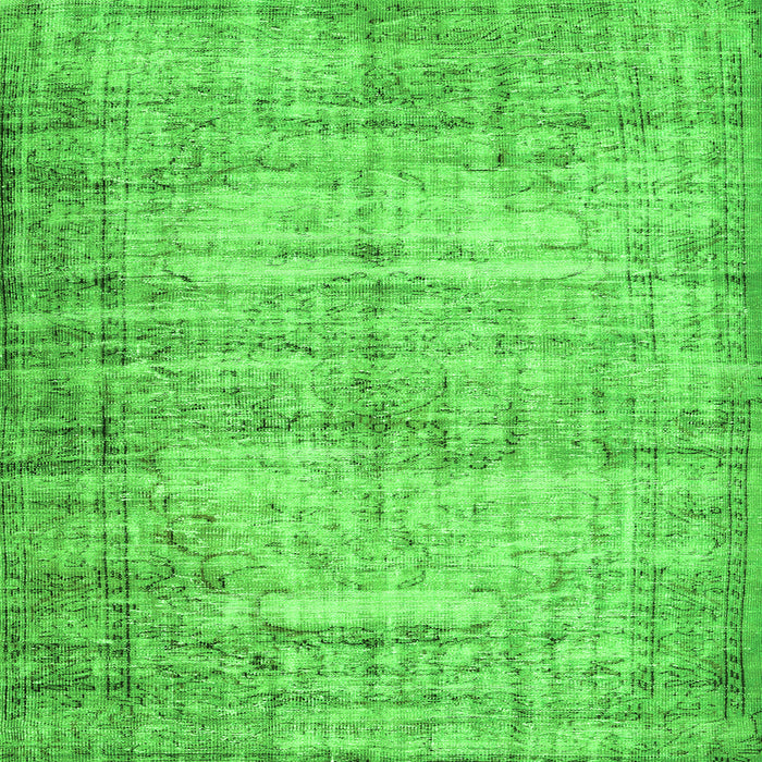 Round Machine Washable Abstract Green Contemporary Area Rugs, wshcon441grn