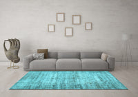 Machine Washable Abstract Light Blue Contemporary Rug, wshcon441lblu