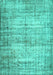 Machine Washable Abstract Turquoise Contemporary Area Rugs, wshcon441turq