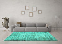 Machine Washable Abstract Turquoise Contemporary Rug, wshcon441turq