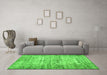 Machine Washable Abstract Green Contemporary Area Rugs in a Living Room,, wshcon441grn