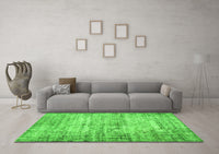 Machine Washable Abstract Green Contemporary Rug, wshcon441grn