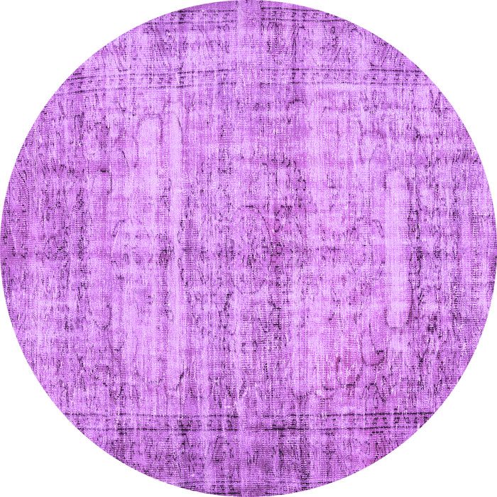 Round Abstract Purple Contemporary Rug, con441pur