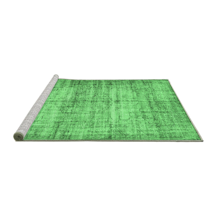 Sideview of Machine Washable Abstract Emerald Green Contemporary Area Rugs, wshcon441emgrn