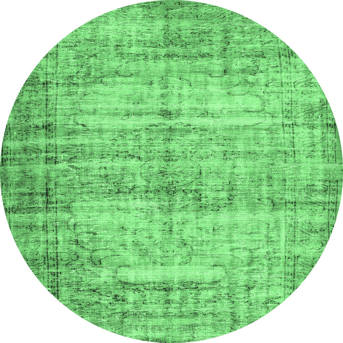 Round Abstract Emerald Green Contemporary Rug, con441emgrn