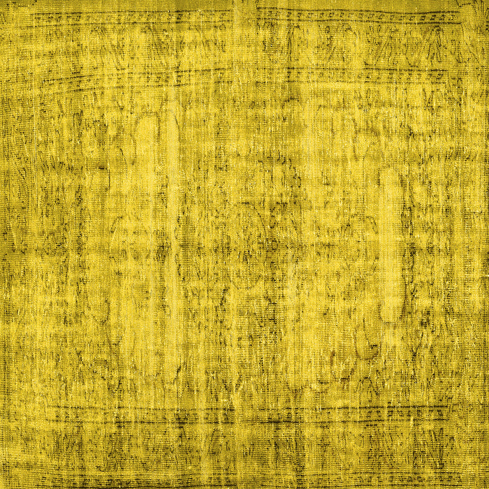 Square Machine Washable Abstract Yellow Contemporary Rug, wshcon441yw