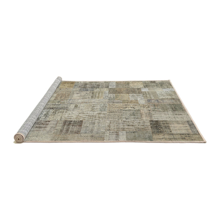 Serging Thickness of Machine Washable Contemporary Khaki Green Rug, wshcon442