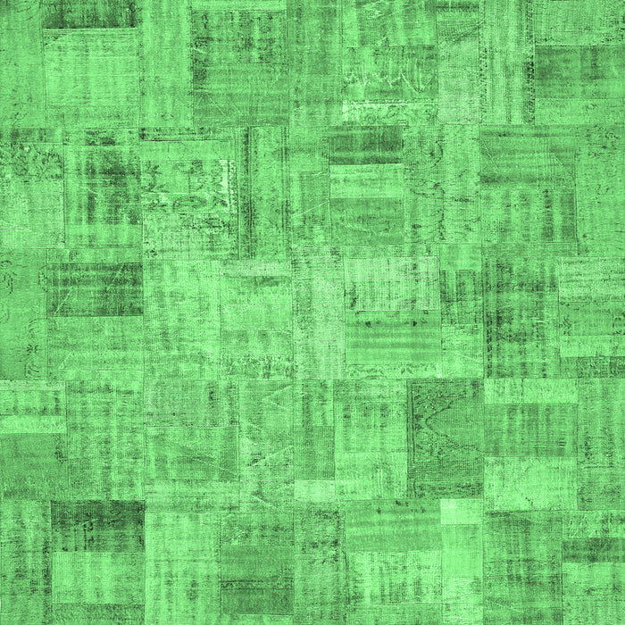 Square Patchwork Emerald Green Transitional Rug, con442emgrn