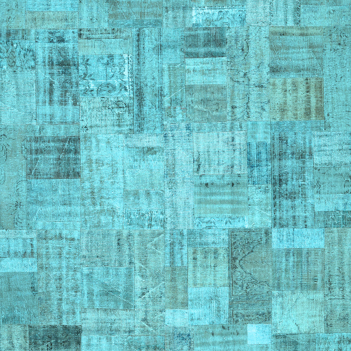 Machine Washable Patchwork Light Blue Transitional Rug, wshcon442lblu