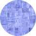 Round Patchwork Blue Transitional Rug, con442blu