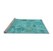 Sideview of Machine Washable Patchwork Light Blue Transitional Rug, wshcon442lblu