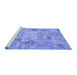 Sideview of Machine Washable Patchwork Blue Transitional Rug, wshcon442blu