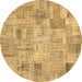 Round Patchwork Brown Transitional Rug, con442brn