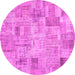 Round Patchwork Pink Transitional Rug, con442pnk