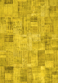 Patchwork Yellow Transitional Rug, con442yw