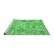 Sideview of Machine Washable Patchwork Emerald Green Transitional Area Rugs, wshcon442emgrn