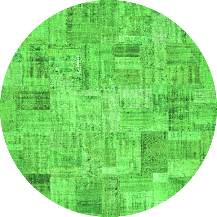 Square Patchwork Green Transitional Rug, con442grn