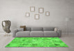 Machine Washable Patchwork Green Transitional Area Rugs in a Living Room,, wshcon442grn