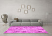 Machine Washable Patchwork Pink Transitional Rug in a Living Room, wshcon442pnk