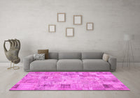 Machine Washable Patchwork Pink Transitional Rug, wshcon442pnk