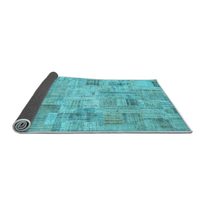 Sideview of Patchwork Light Blue Transitional Rug, con442lblu