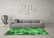 Machine Washable Patchwork Emerald Green Transitional Area Rugs in a Living Room,, wshcon443emgrn