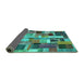 Sideview of Patchwork Turquoise Transitional Rug, con443turq