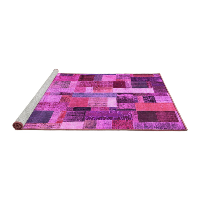 Sideview of Machine Washable Patchwork Pink Transitional Rug, wshcon443pnk