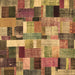 Square Patchwork Brown Transitional Rug, con443brn