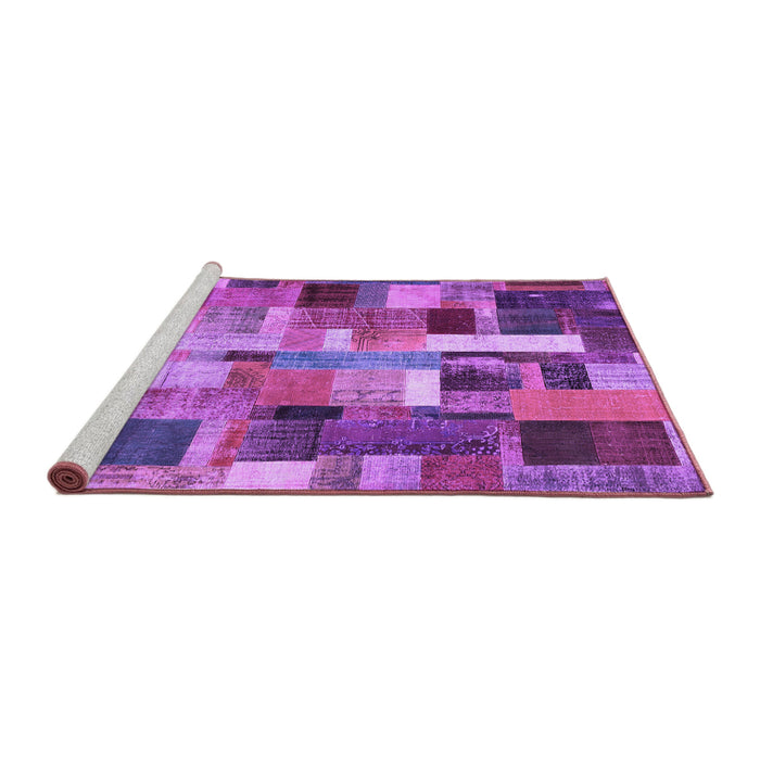 Sideview of Machine Washable Patchwork Purple Transitional Area Rugs, wshcon443pur