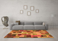 Machine Washable Patchwork Orange Transitional Rug, wshcon443org