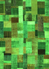 Patchwork Green Transitional Rug, con443grn