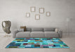 Machine Washable Patchwork Light Blue Transitional Rug in a Living Room, wshcon443lblu