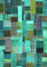 Patchwork Turquoise Transitional Rug, con443turq