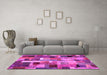 Machine Washable Patchwork Pink Transitional Rug in a Living Room, wshcon443pnk
