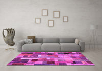 Machine Washable Patchwork Pink Transitional Rug, wshcon443pnk