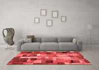 Machine Washable Patchwork Red Transitional Rug, wshcon443red