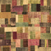 Square Machine Washable Patchwork Brown Transitional Rug, wshcon443brn