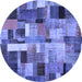 Round Patchwork Blue Transitional Rug, con443blu